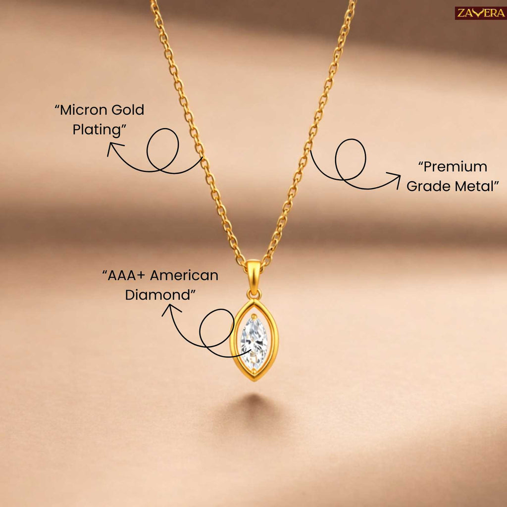 Zavera Oval Shape Crystal Pendant Gold Plated