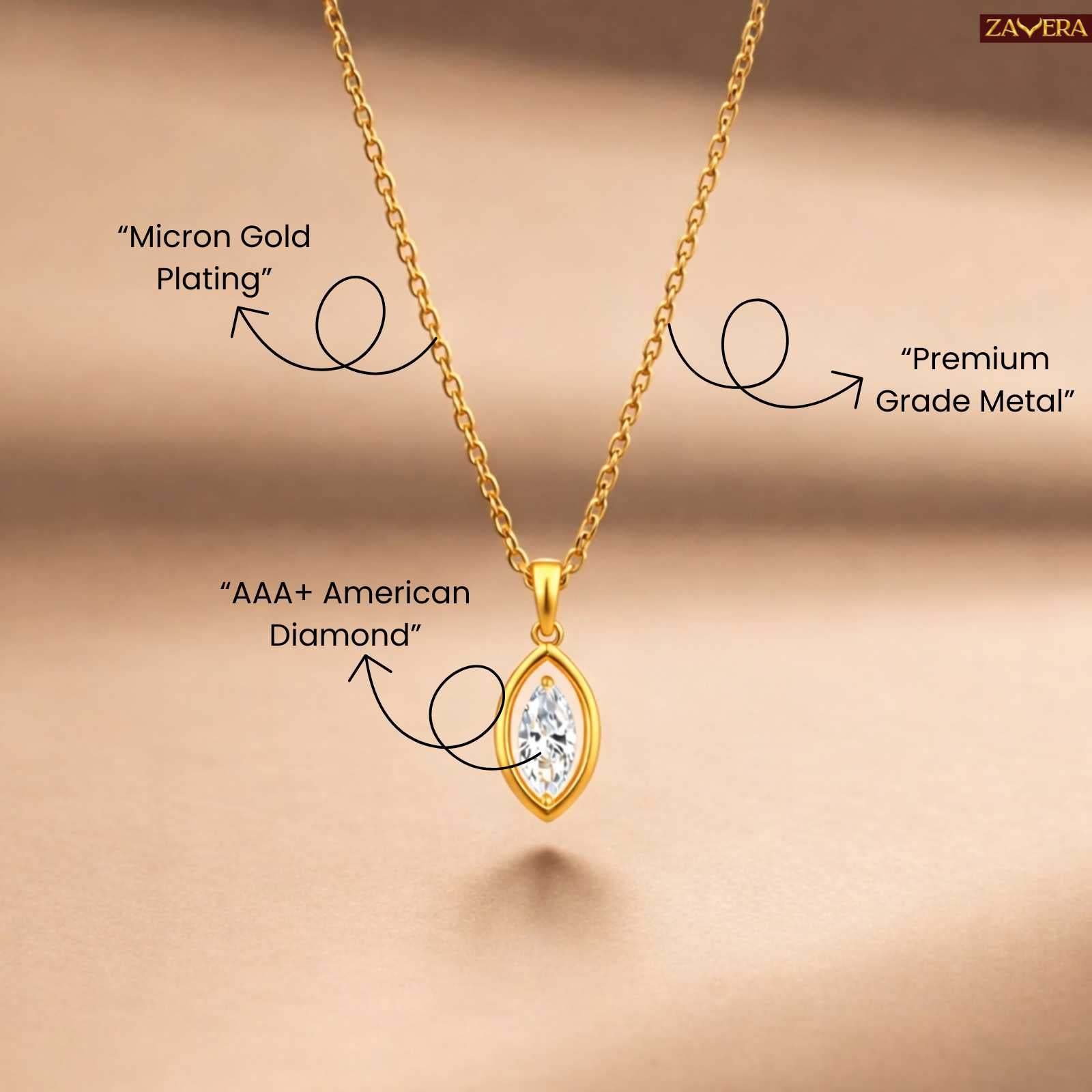 Zavera Oval Shape Crystal Pendant Gold Plated