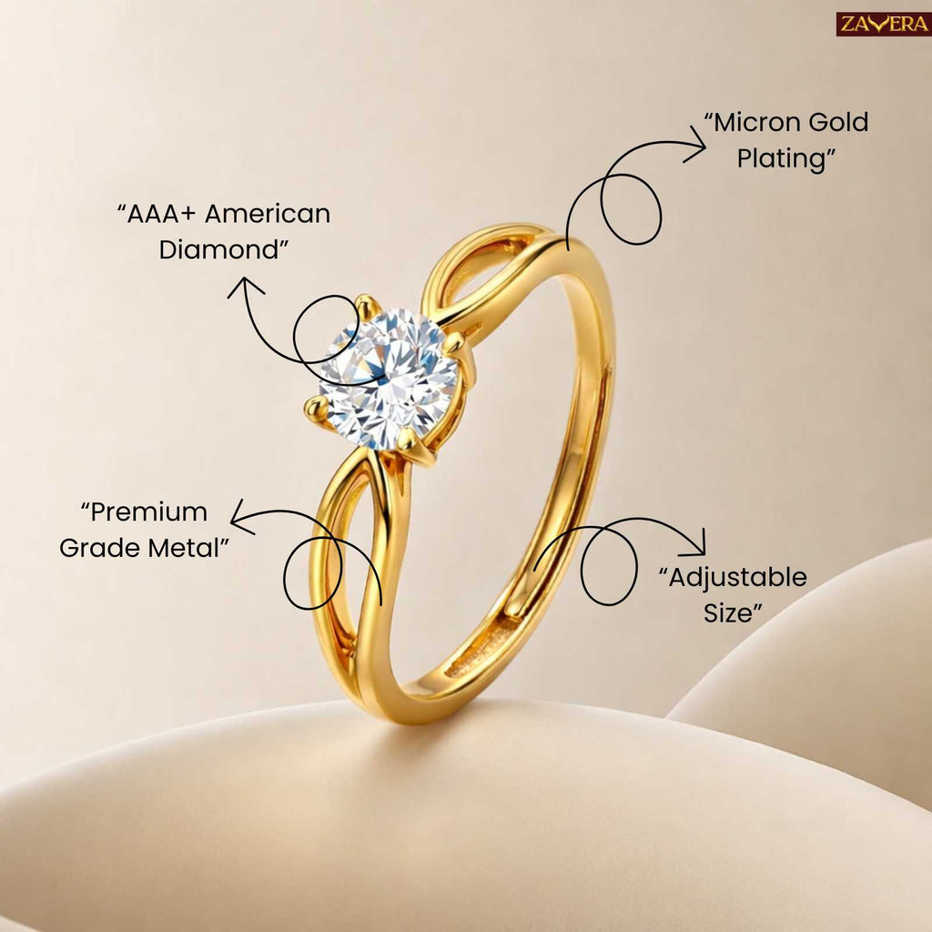 Zavera Gold Plated Infinity Stone Adjustable Ring