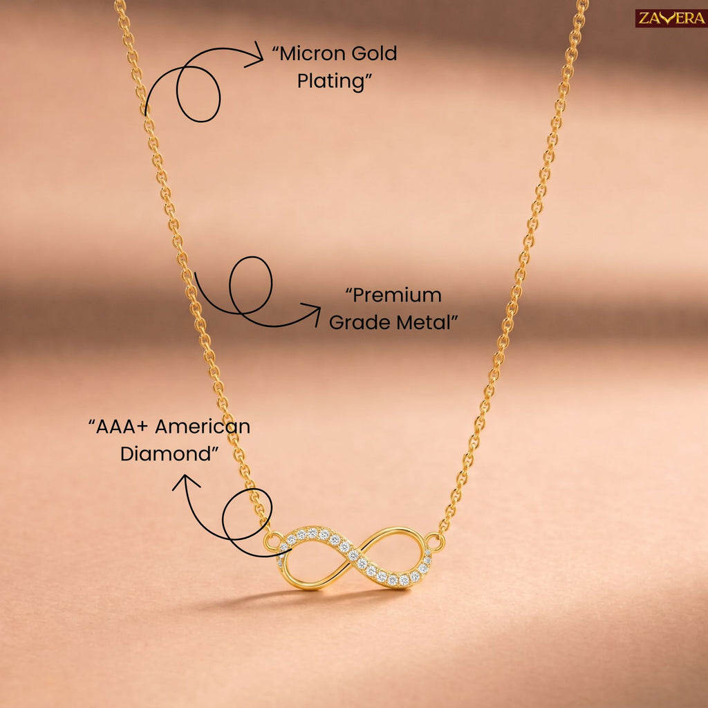 Zavera Gold Plated Eternal Infinity Pendant For Women