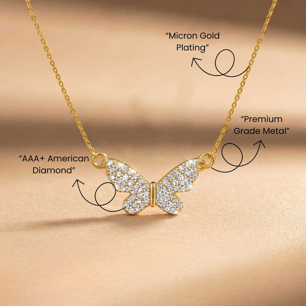 Zavera Butterfly Diamond Gold Plated Pendant