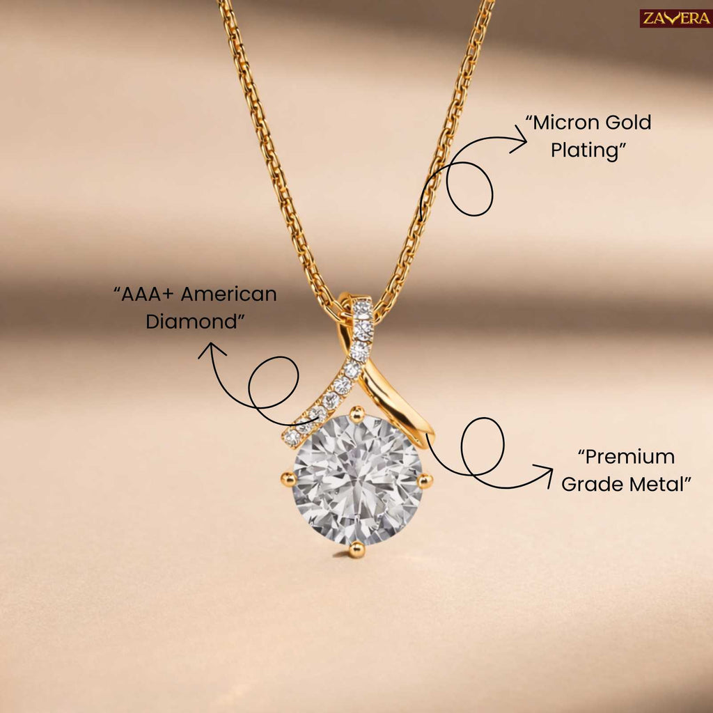 Gold Plated Solitaire Stone Adjustable pendant for Women