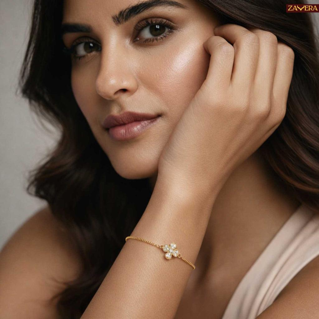 Four Leaf Clover Gold Plated Bracelet For Women