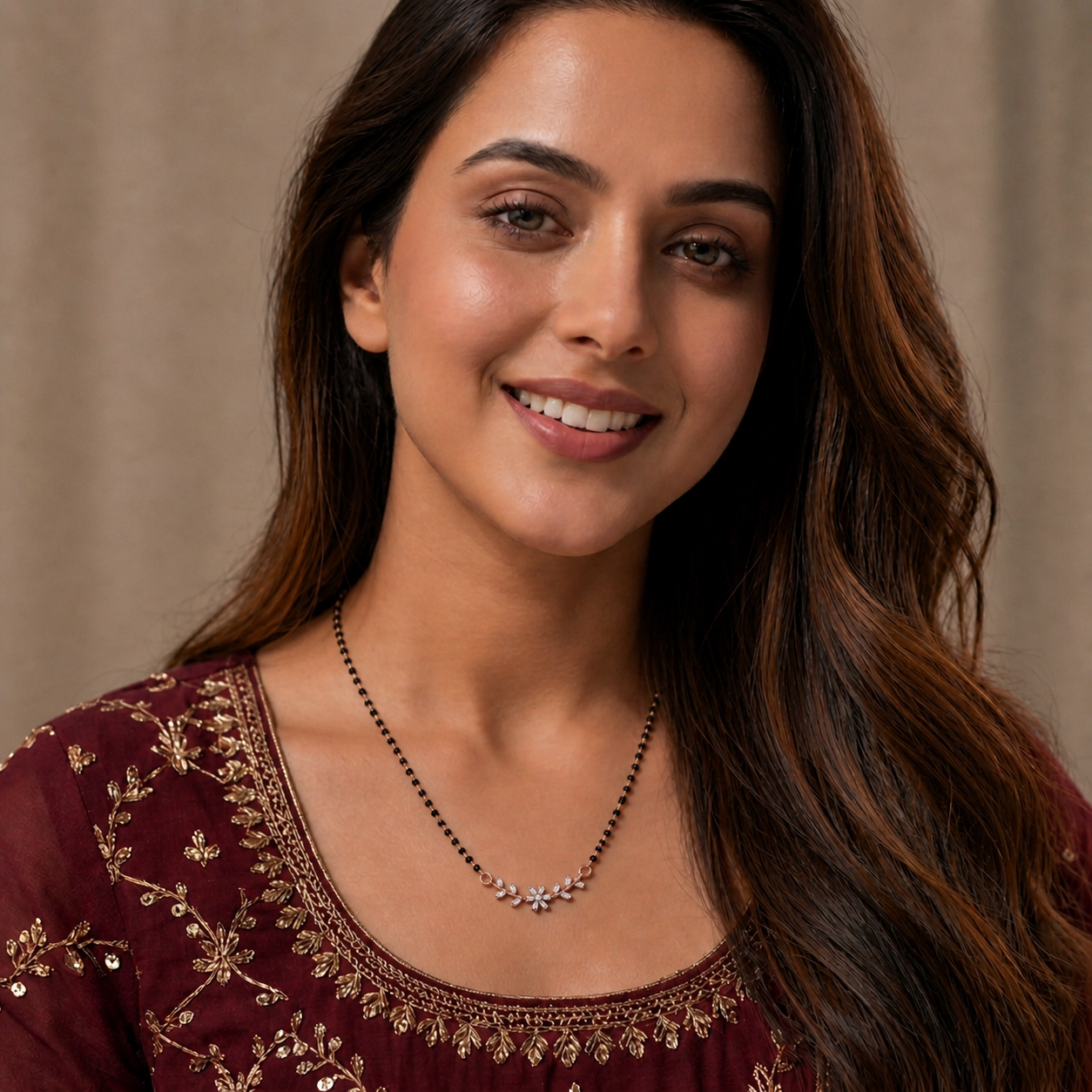 Zavera Daisy Bloom Gold Plated Mangalsutra