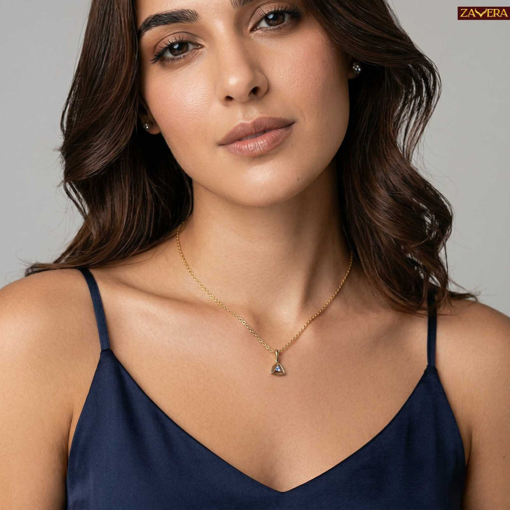 Zavera Triangle Minimal Design Pendant Gold Plated