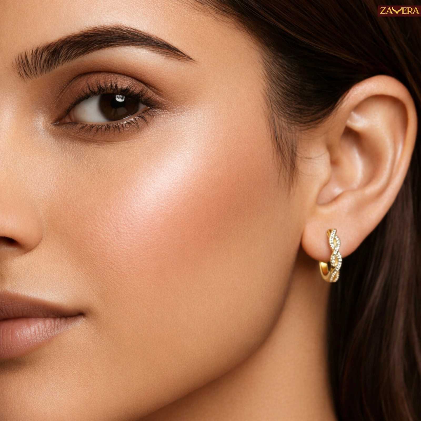 Twisted Gold Plated Hoop Earrings For Women