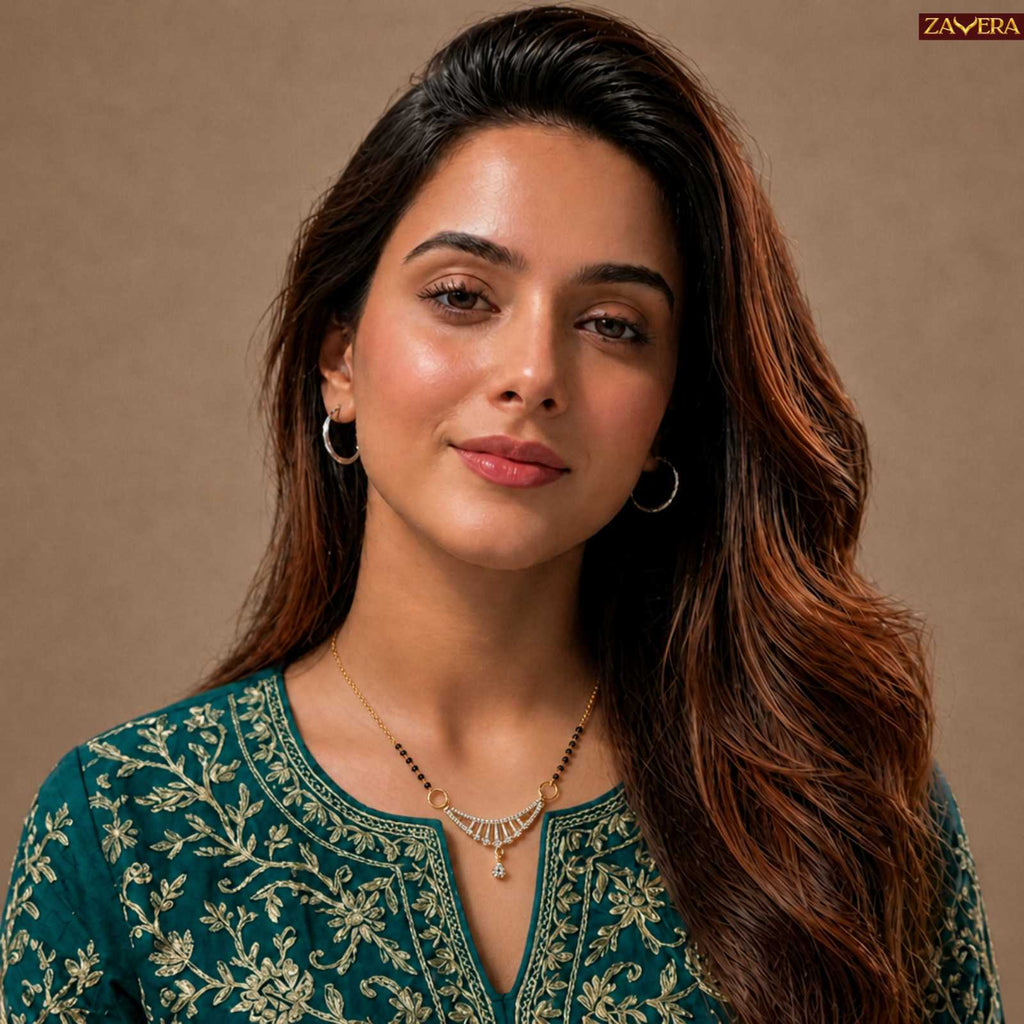 Zavera Sparkling Curve Gold Plated Mangalsutra