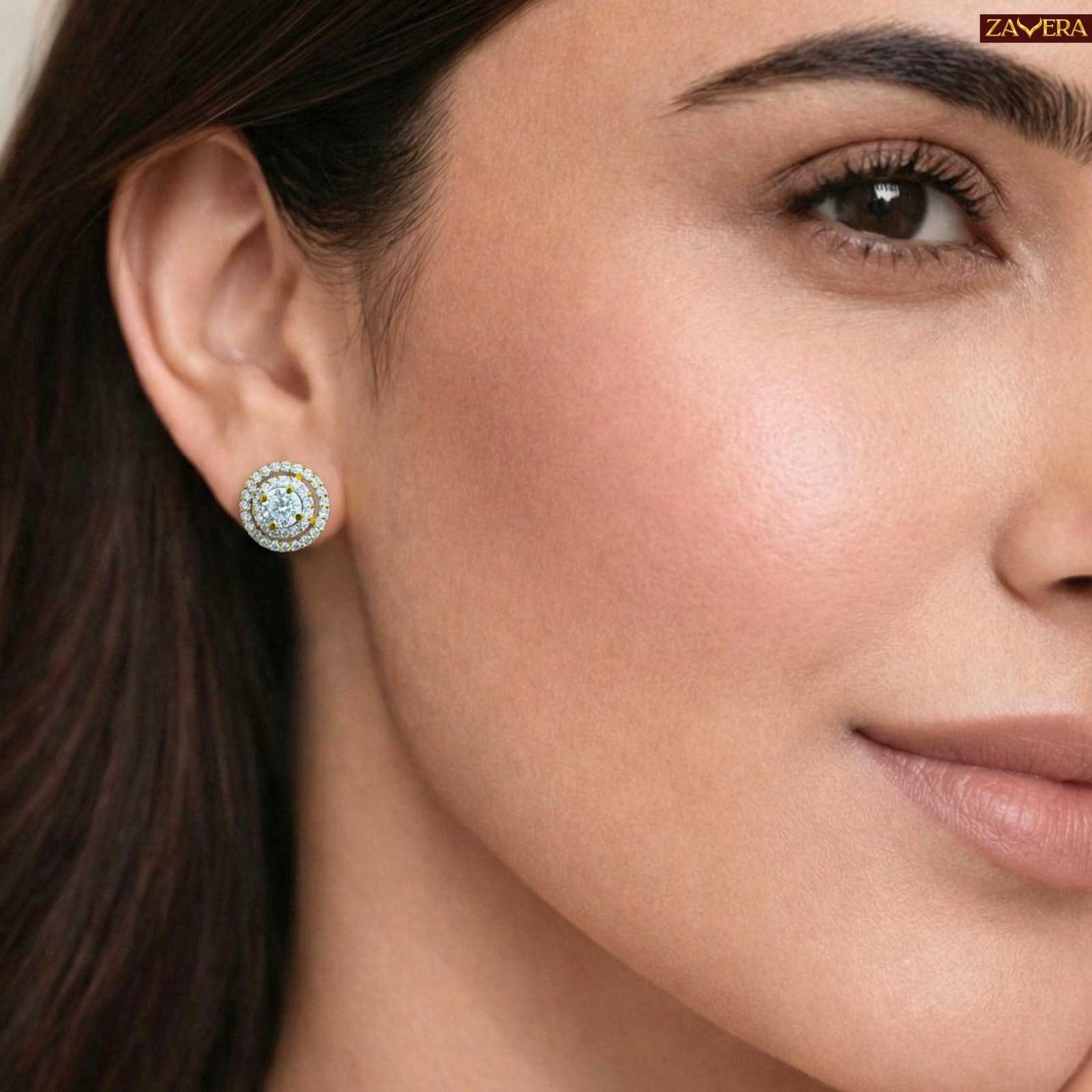 Zavera Circular Cluster Gold Plated Stud Earrings