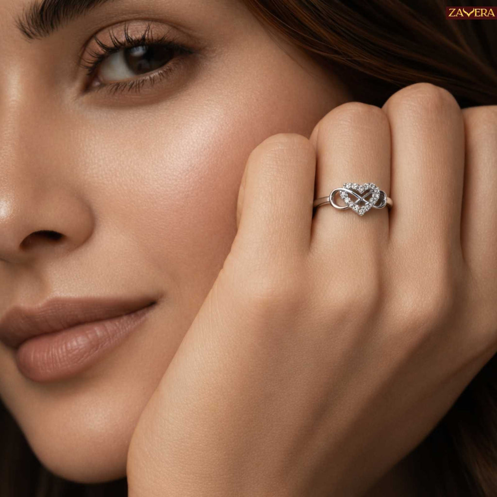 Zavera Silver Plated Infinity Heart Adjustable Ring