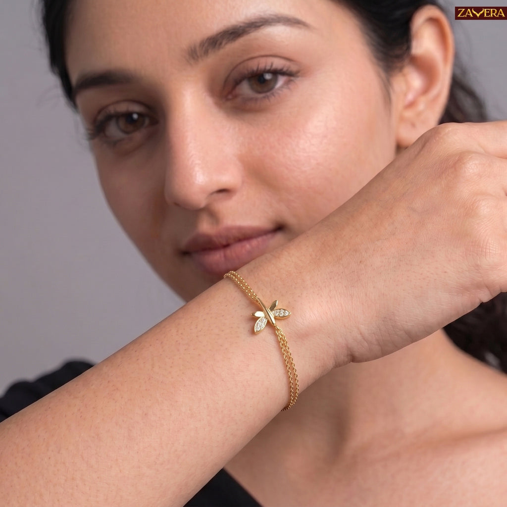 Zavera Gold Plated Butterfly Bracelet for Women