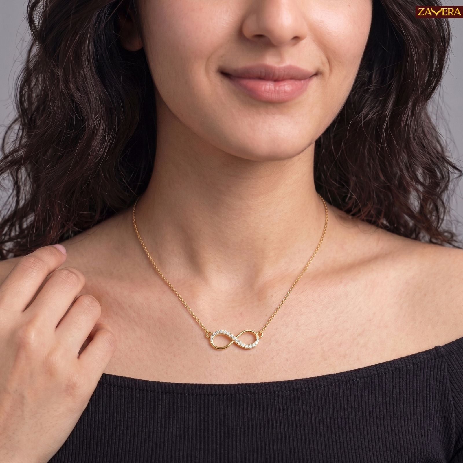 Zavera Gold Plated Eternal Infinity Pendant For Women