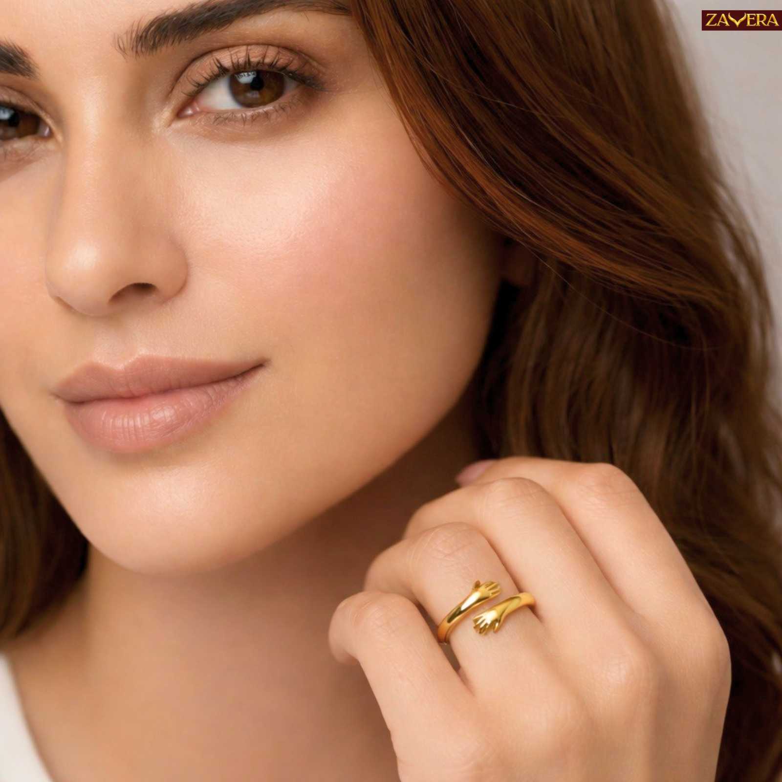 Cozy Hug Pure Gold Plated Adjustable  Ring