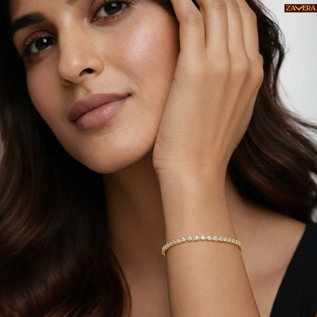 Minimal Tennis Gold Plated Bracelet For Women