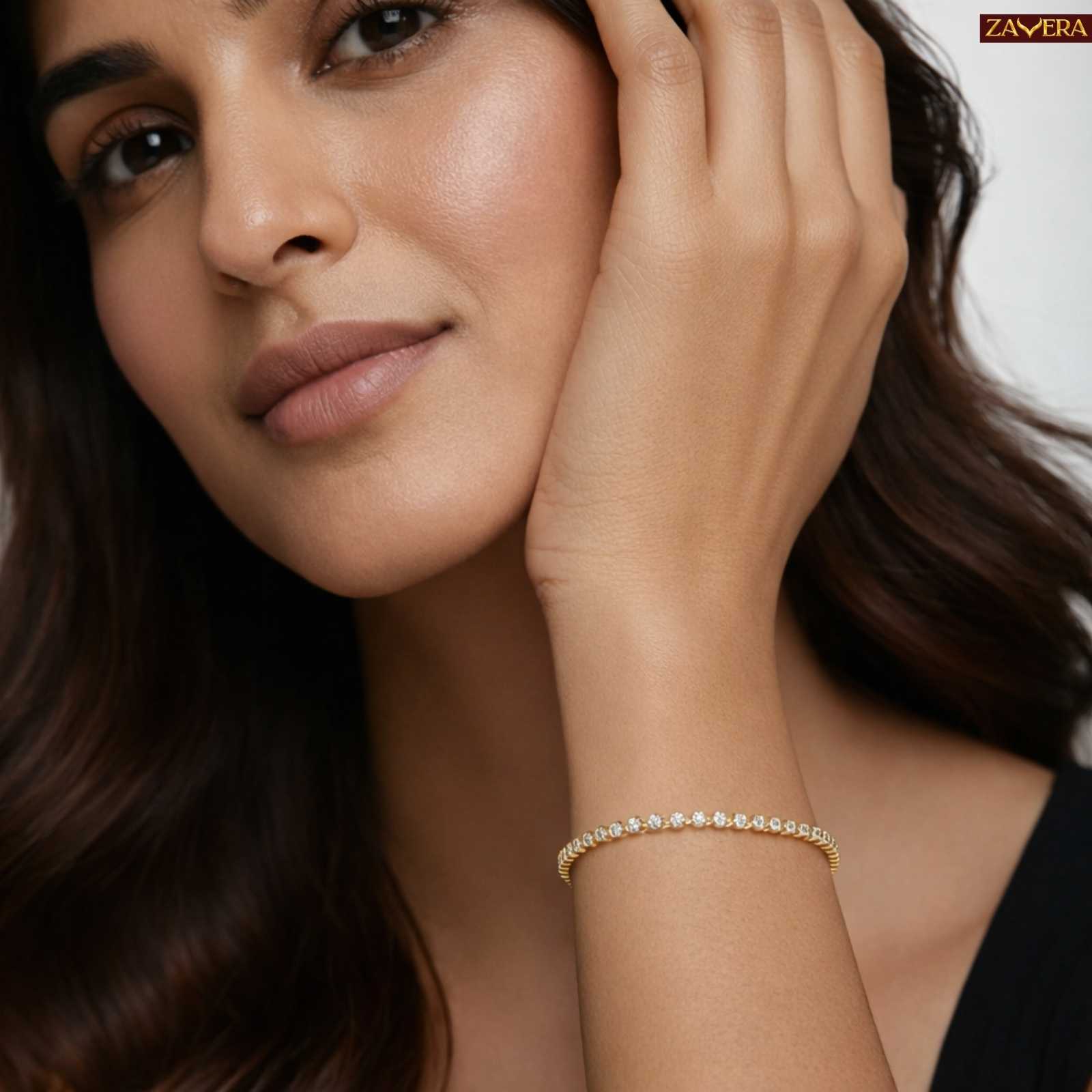 Minimal Tennis Gold Plated Bracelet For Women