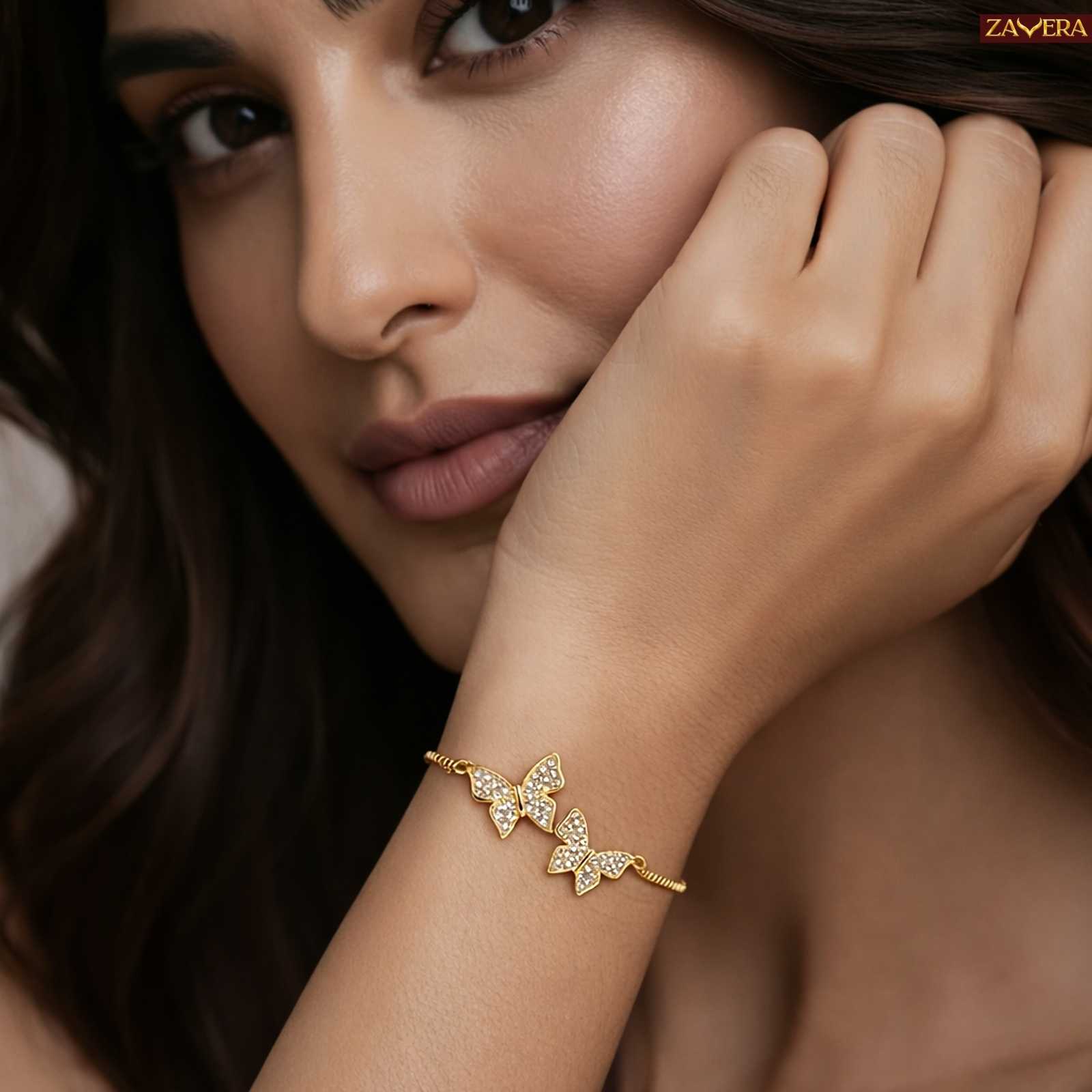 Couple Butterfly Gold Plated Adjustable Bracelet For Women