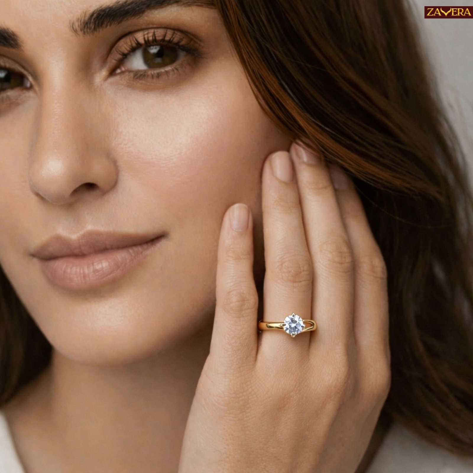Minimal Pure Gold Plated Solitaire Adjustable Ring