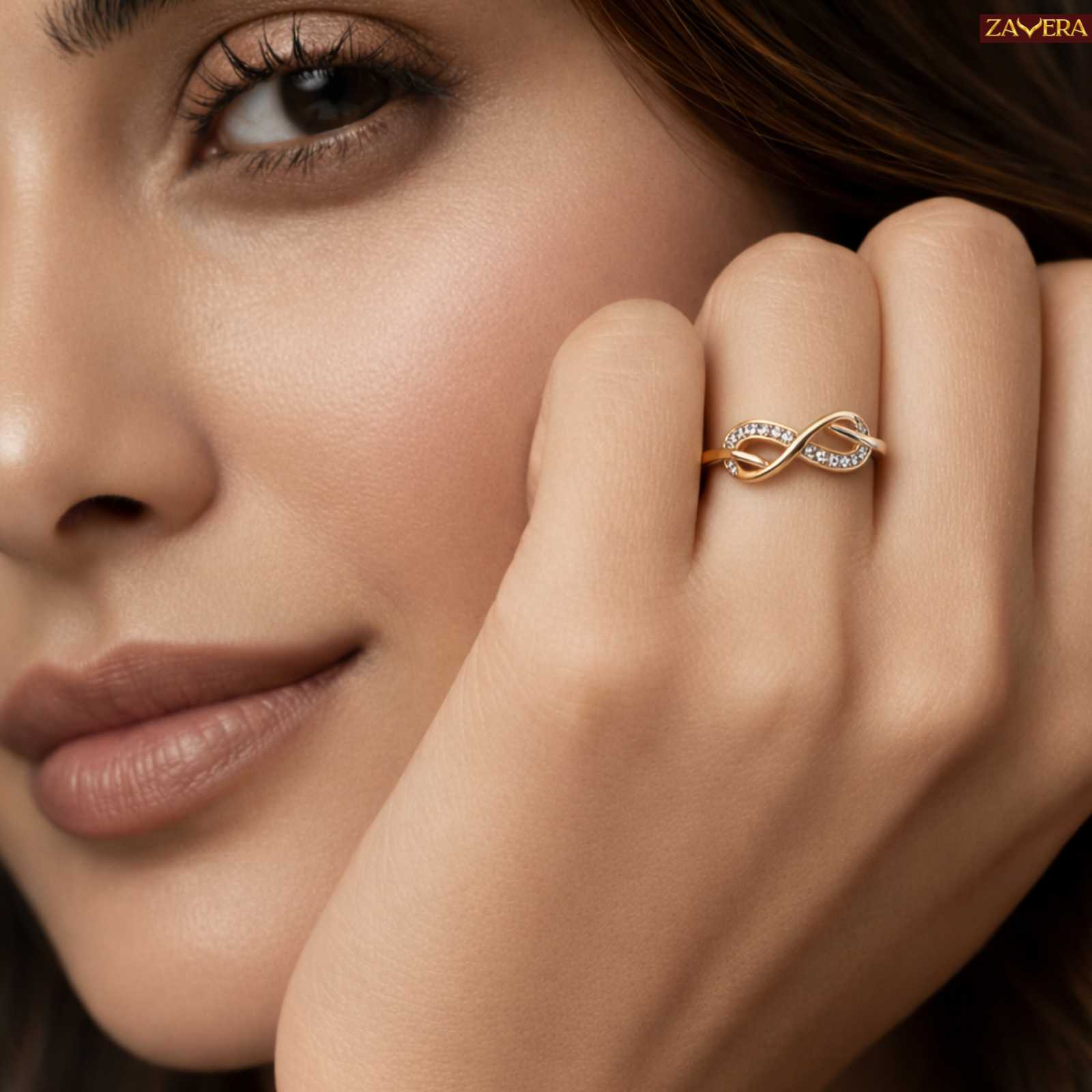 Zavera Gold Plated Twisted Infinity Adjustable Ring
