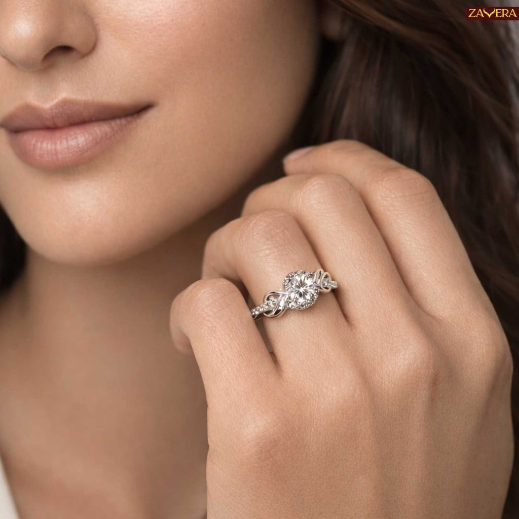 Zavera Silver Plated Twist Knot Halo Adjustable Ring