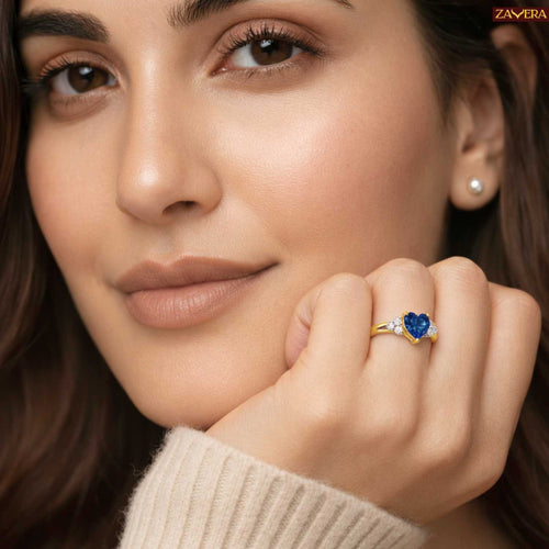 Crystal Love Sapphire AD Heart Adjustable Engagement Ring