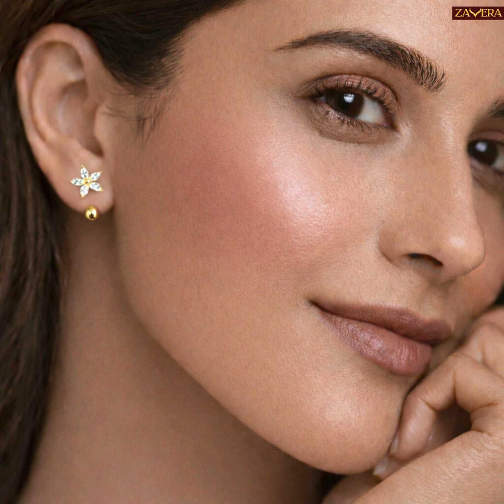 Flower Gold Plated Earrings For Women