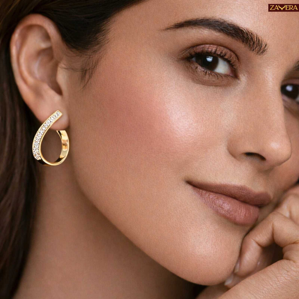 Line Gold Plated C Hoop Earrings For Women