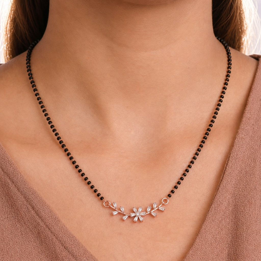 Zavera Daisy Bloom Gold Plated Mangalsutra