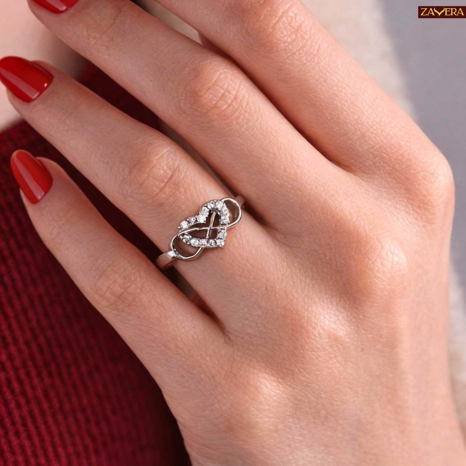 Zavera Silver Plated Infinity Heart Adjustable Ring