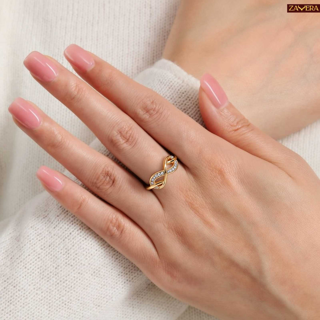 Zavera Gold Plated Twisted Infinity Adjustable Ring