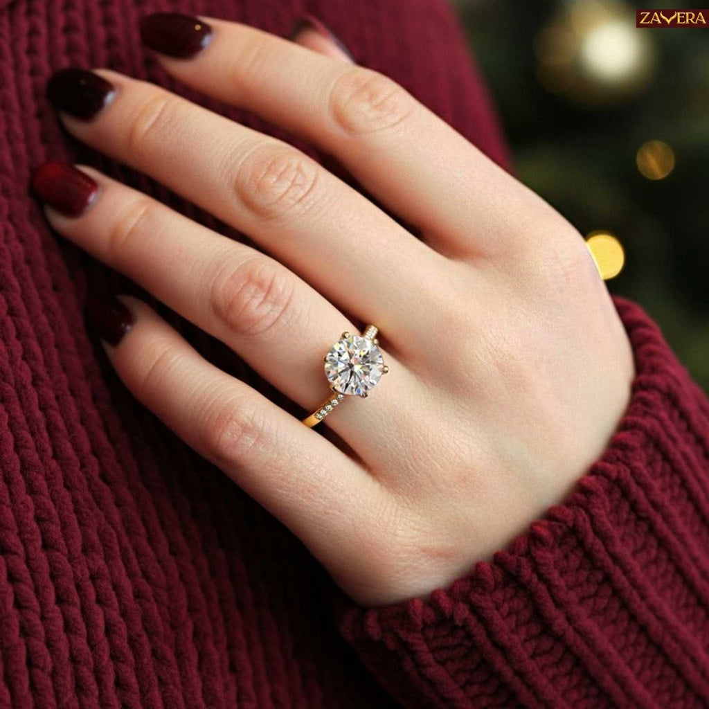 Zavera Gold Plated Studded Band Adjustable Ring