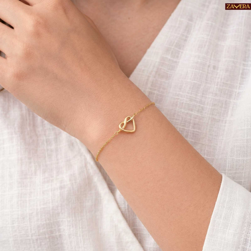 Minimal Loop Heart Gold Plated Bracelet For Women