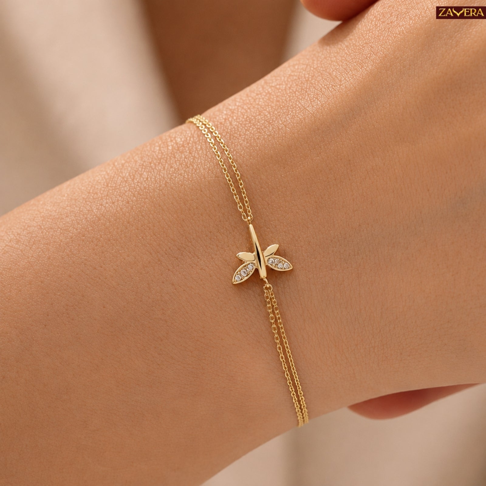 Zavera Gold Plated Butterfly Bracelet for Women