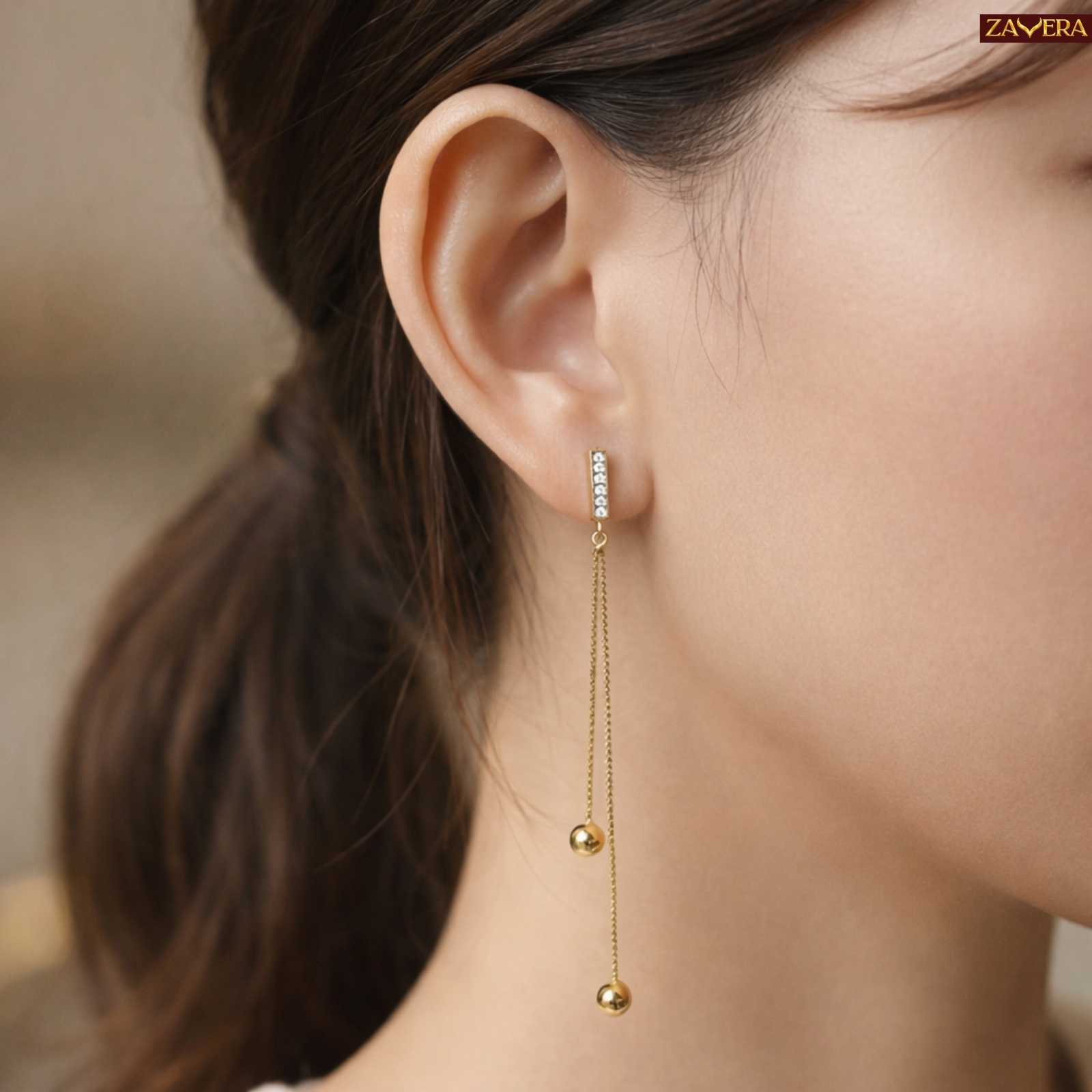 Minimal Chain Tassel Gold Plated Drop Earrings For Women