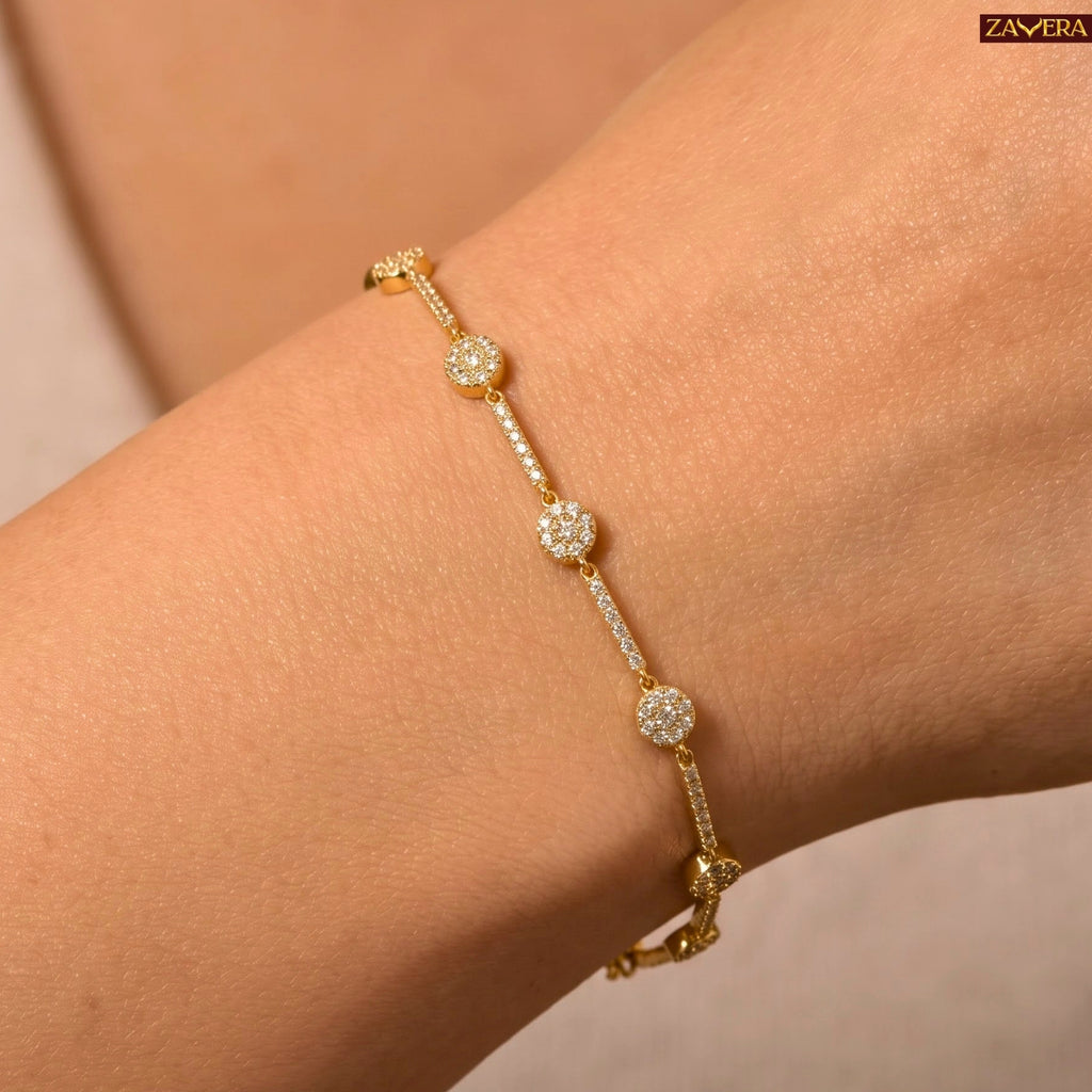 Zavera Premium Gold Plated American Diamond Bracelet for Women