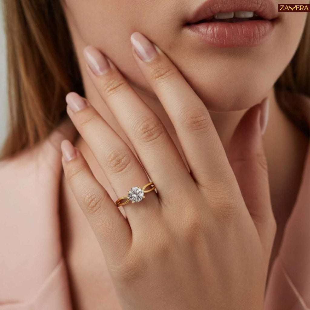 Zavera Gold Plated Infinity Stone Adjustable Ring