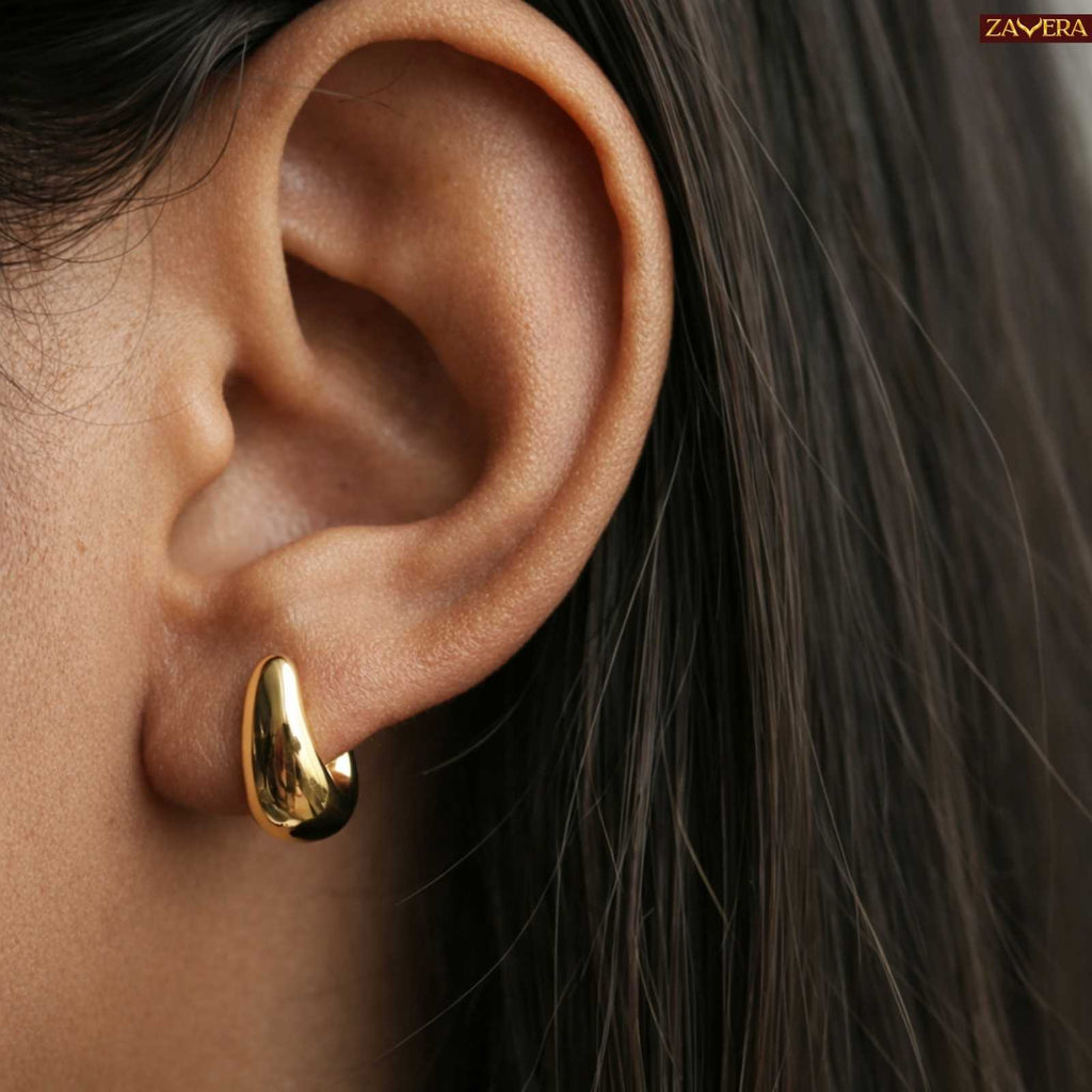 Modern Teardrop Gold Plated Stud Earrings For Women
