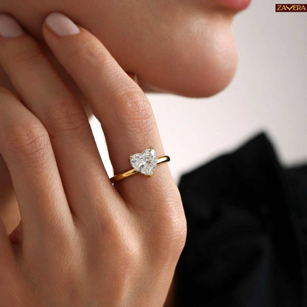 Zavera Gold Plated Heart Stone Adjustable Ring