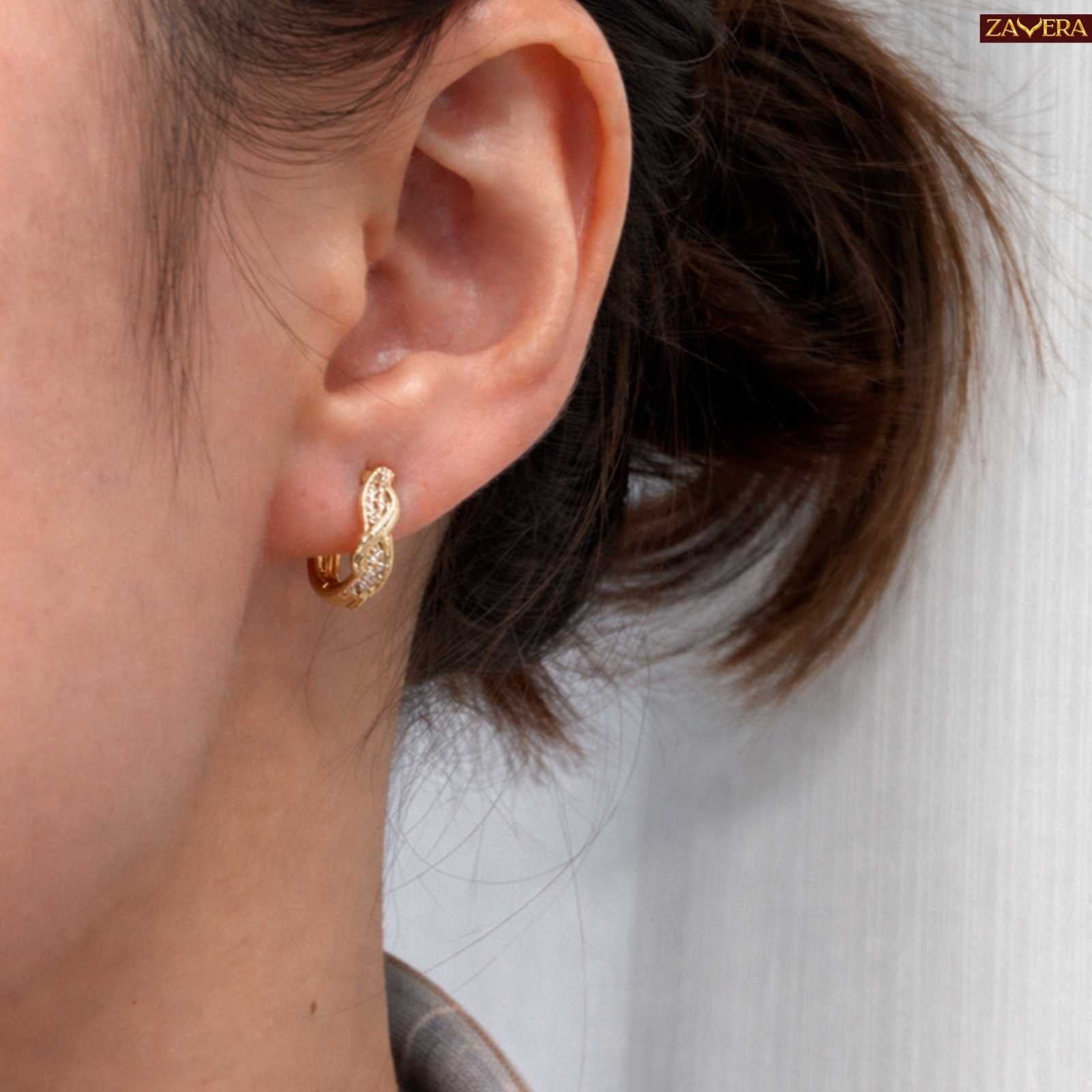 Twisted Gold Plated Hoop Earrings For Women