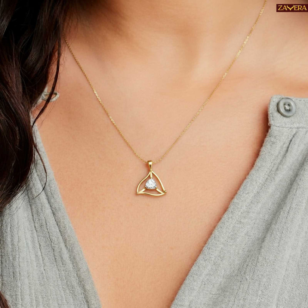 Zavera Triangle Minimal Design Pendant Gold Plated