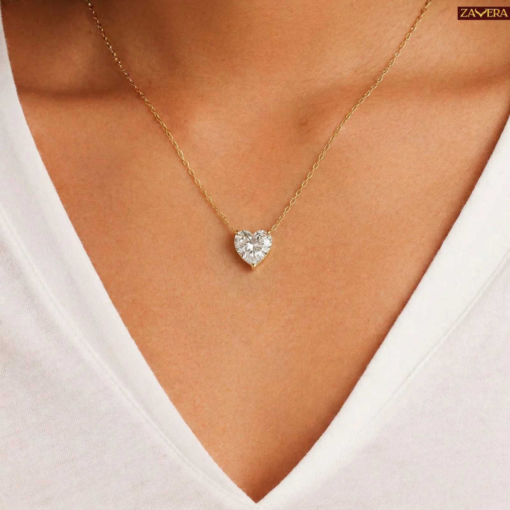 Zavera Gold Plated Heart Crystal Pendant