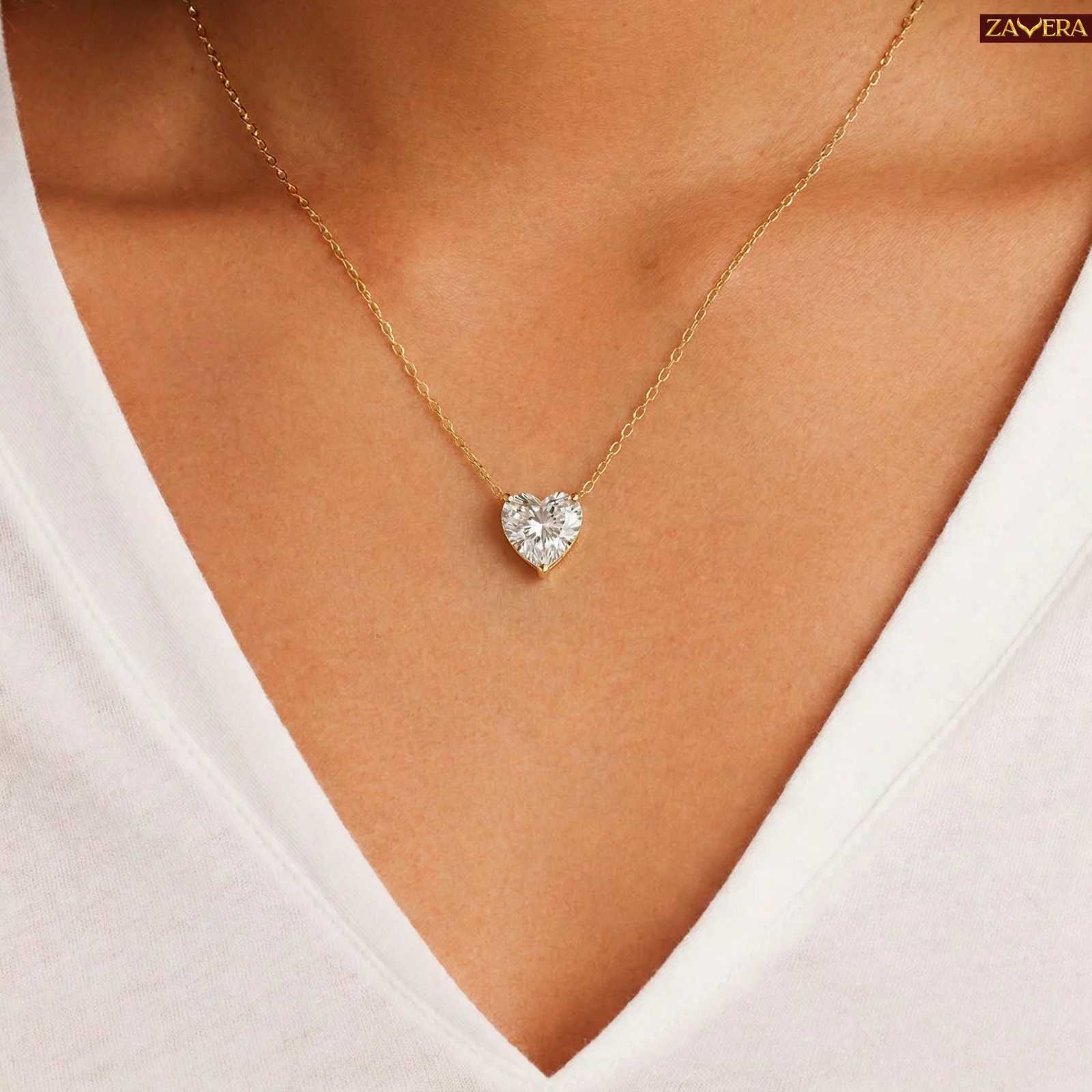 Zavera Gold Plated Heart Crystal Pendant