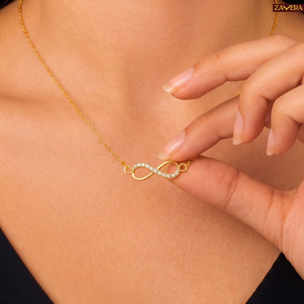 Zavera Gold Plated Eternal Infinity Pendant For Women