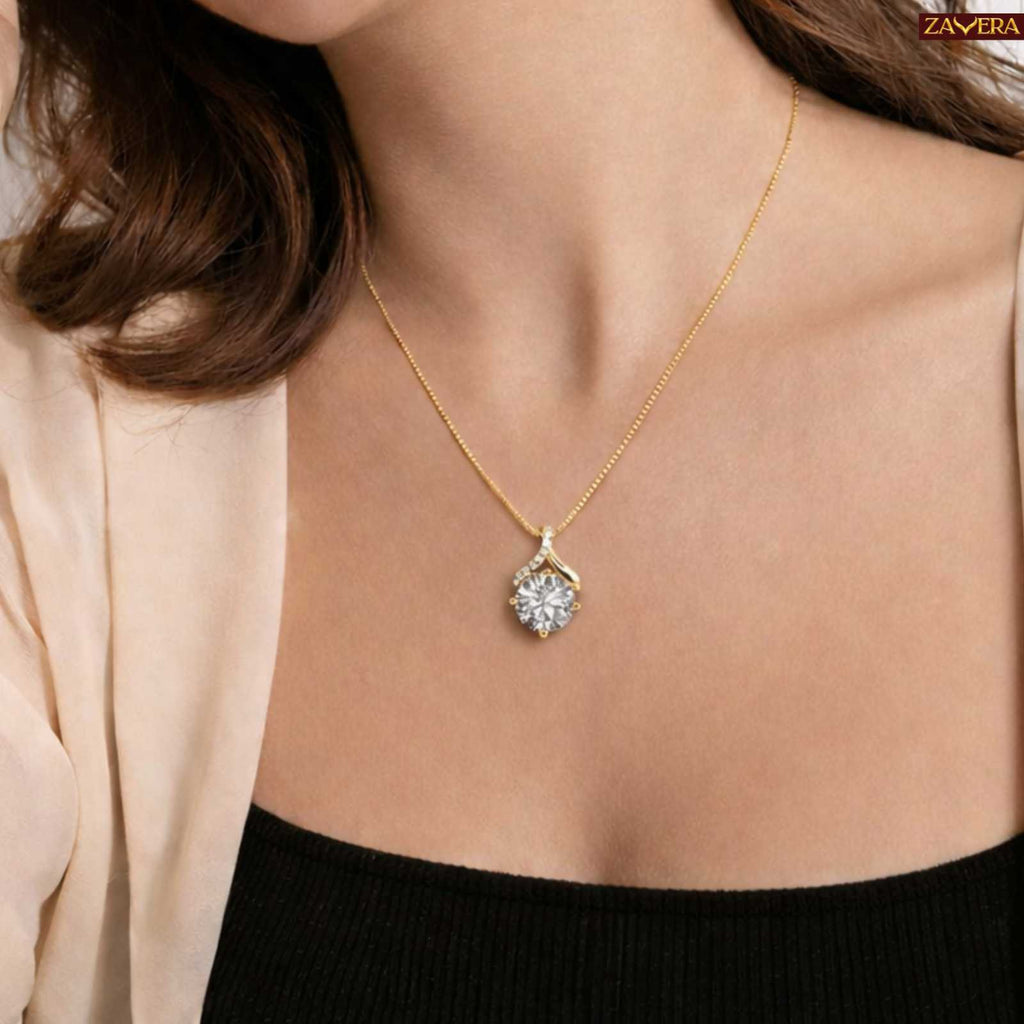 Gold Plated Solitaire Stone Adjustable pendant for Women