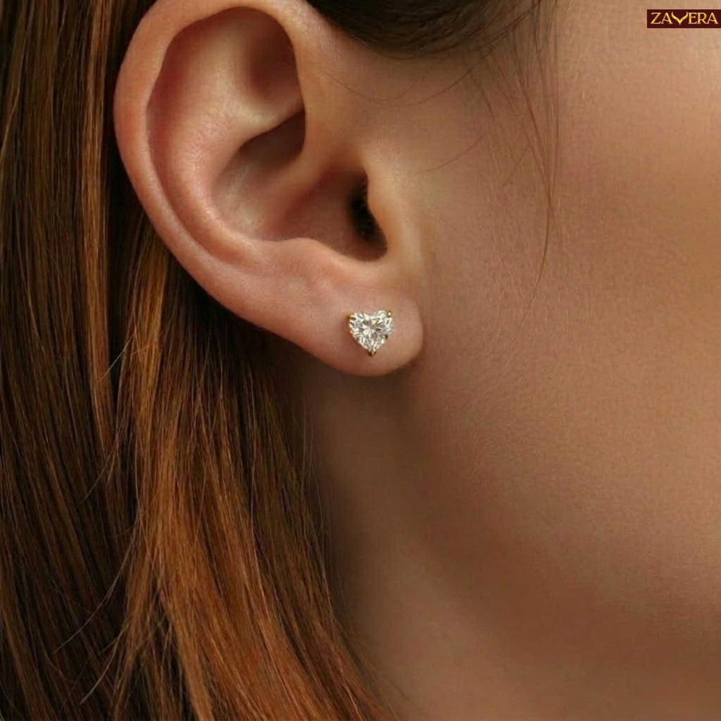 Zavera Gold Plated Crystal Heart Pendant & Stud Earrings Pendant Set