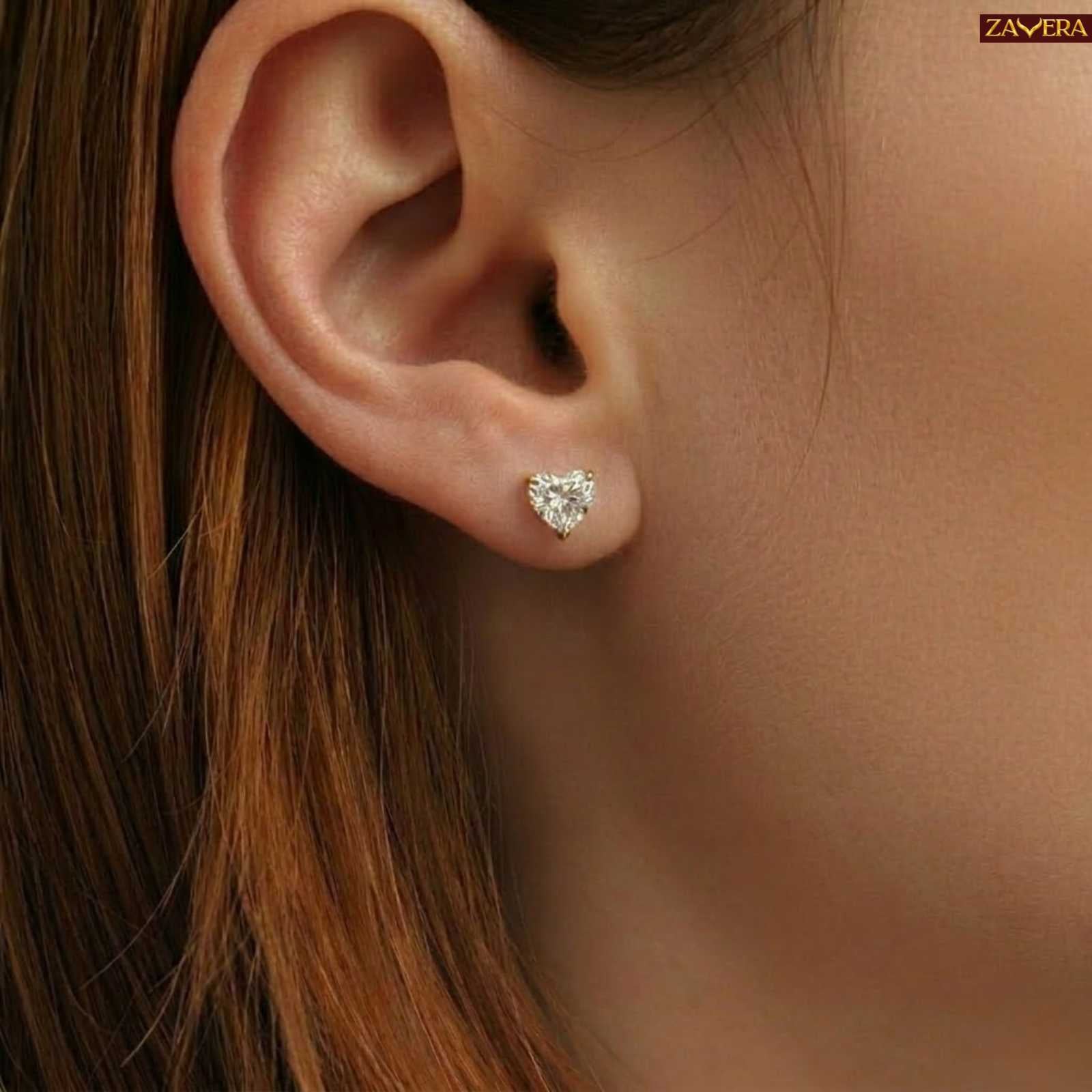 Zavera Gold Plated Crystal Heart Pendant & Stud Earrings Pendant Set
