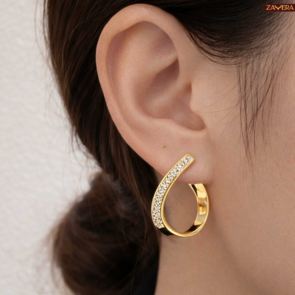 Line Gold Plated C Hoop Earrings For Women