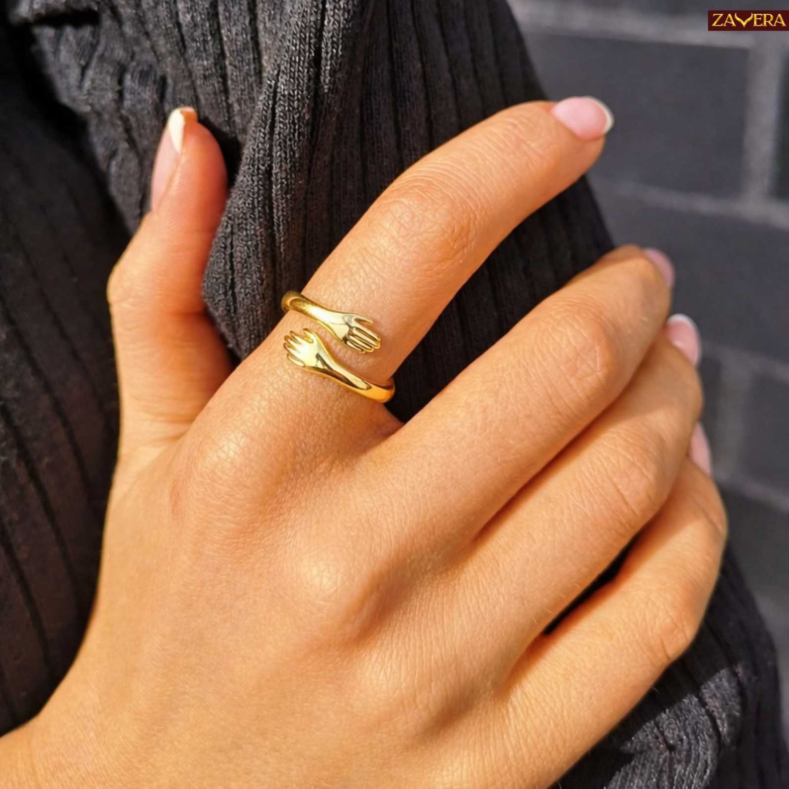 Cozy Hug Pure Gold Plated Adjustable  Ring