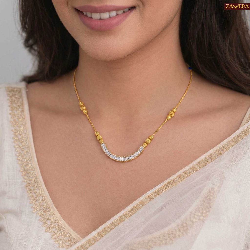 Zavera Graceful Diamond Line Gold Plated Mangalsutra