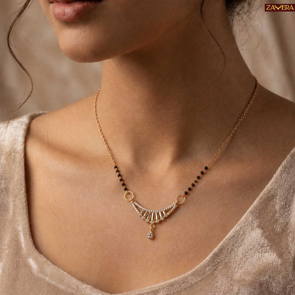 Zavera Sparkling Curve Gold Plated Mangalsutra