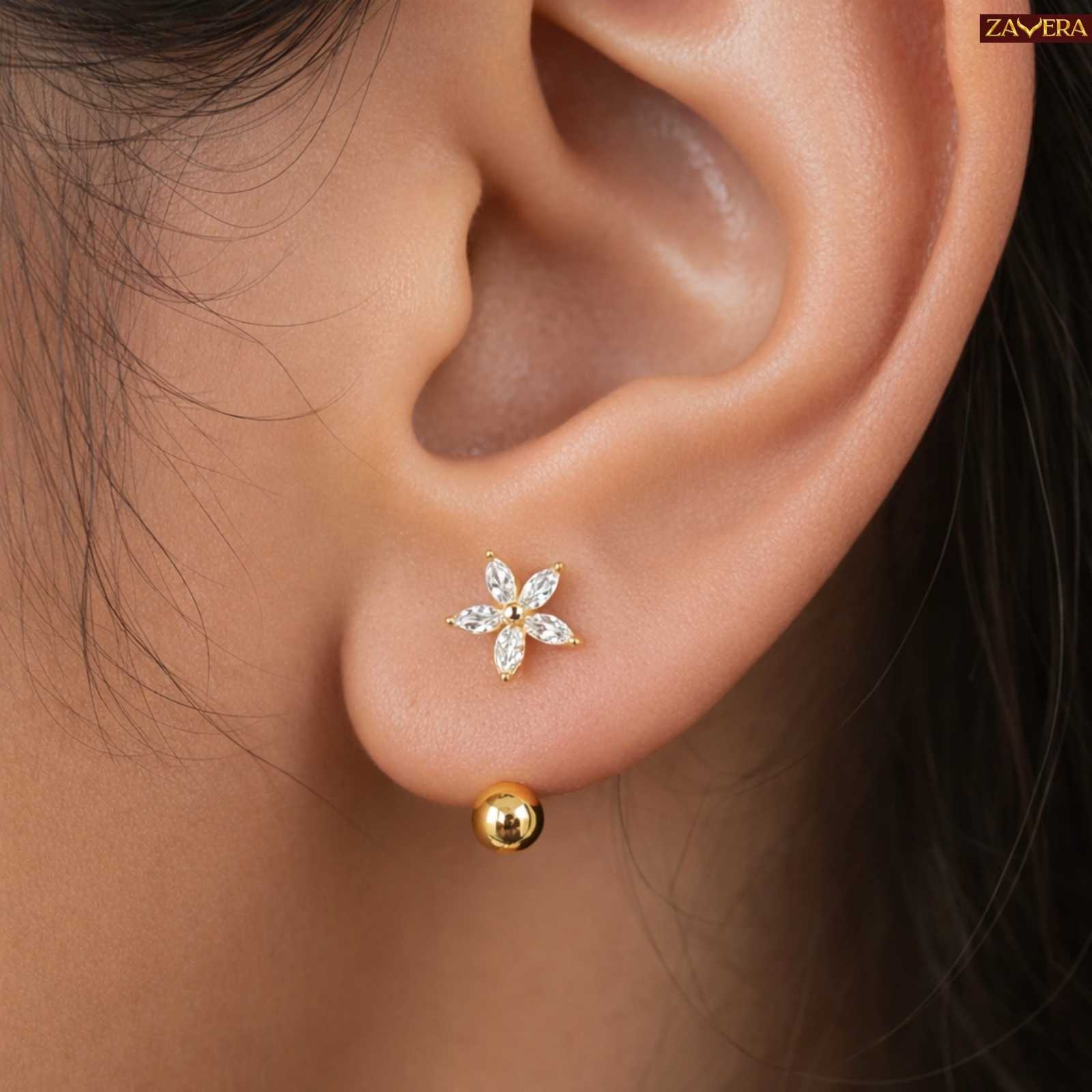 Flower Gold Plated Earrings For Women