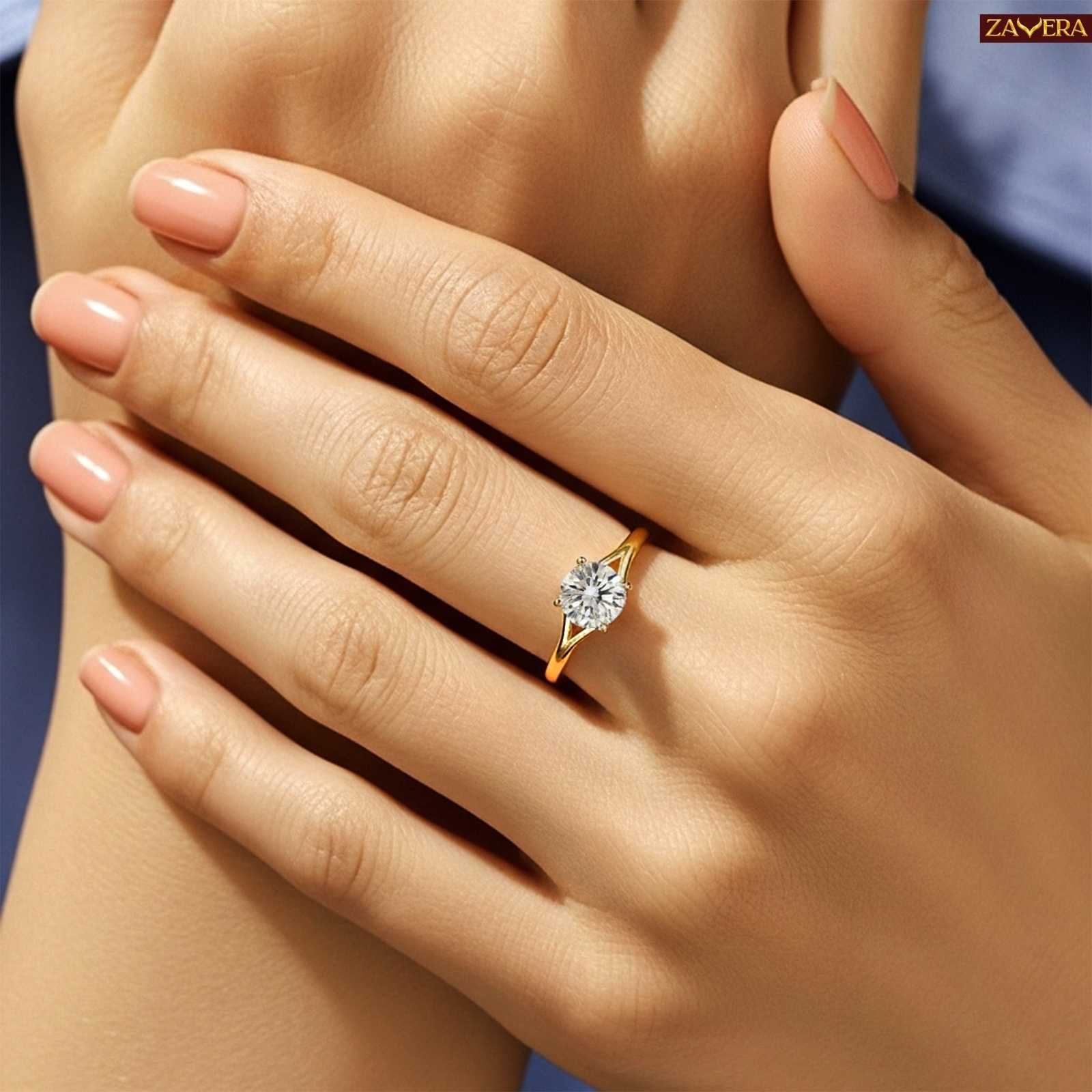 Zavera Gold Plated Twisted Band Stone Adjustable Ring